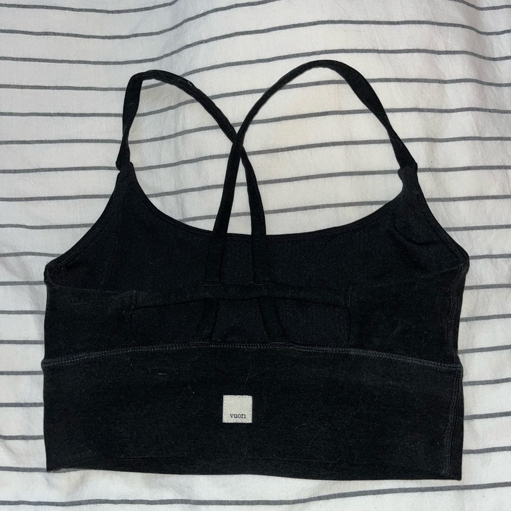 VUORI LONGLINE ELEVATION BRA, BLACK HEATHER